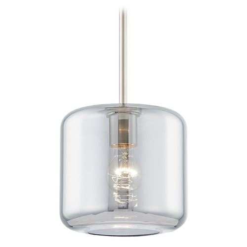 Design Classics Lighting Fest Satin Nickel Mini-Pendant Light with Medium Transparent Smoke Drum Glass 531-09 GL1070-SMK