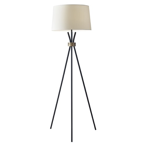 Mid-Century Modern Accent Floor Lamp Black w/ Antique Bronze Benson by Adesso Home Lighting