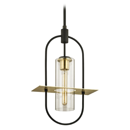 Troy Lighting Smyth Dark Bronze & Brushed Brass Outdoor Hanging Light by Troy Lighting F6397