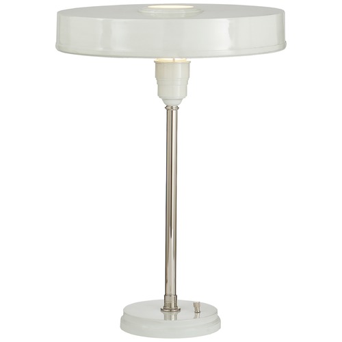 Visual Comfort Signature Collection Thomas OBrien Carlo Table Lamp in Nickel & White by Visual Comfort Signature TOB3190PNWHT