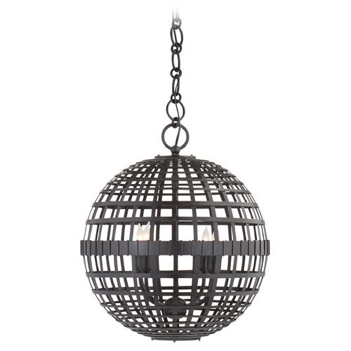 Visual Comfort Signature Collection Aerin Mill Small Globe Lantern in Aged Iron by Visual Comfort Signature ARN5003AI