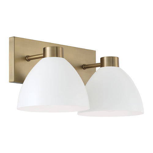 HomePlace by Capital Lighting Homeplace By Capital Lighting Ross Aged Brass & White Bathroom Light 152021AW