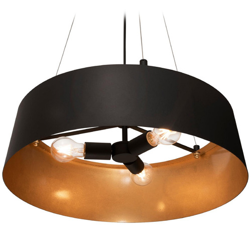 Afx Lighting Lyric Black & Gold Pendant Light with Drum Shade