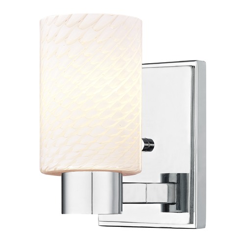 White Art Glass Sconce Chrome