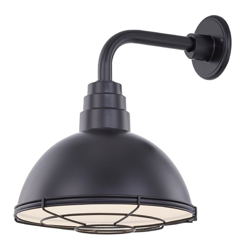Recesso Lighting by Dolan Designs Black Gooseneck Barn Light with 12-Inch Caged Dome Shade BL-ARMD1-BLK/BL-SH12D/CG12S