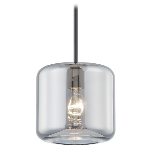 Fest Neuvelle Bronze Mini-Pendant Light with Medium Transparent Smoke Drum Glass