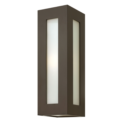 Modern Outdoor Wall Light with White Glass in Bronze by Hinkley Lighting