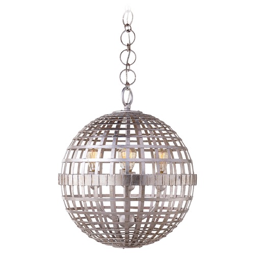 Visual Comfort Signature Collection Aerin Mill Small Globe Lantern in Silver Leaf by Visual Comfort Signature ARN5003BSL