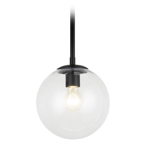Matteo Lighting Novo Black Mini-Pendant Light with Globe Shade