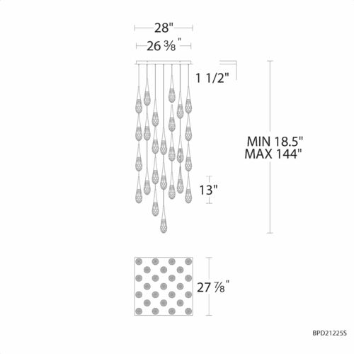 Schonbek Beyond Hibiscus Aged Brass LED Multi-Light Pendant with Teardrop Shade