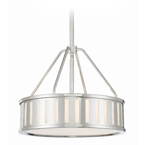 Crystorama Lighting Crystorama Lighting Kendal Polished Nickel Pendant Light with Drum Shade KEN-8303-PN