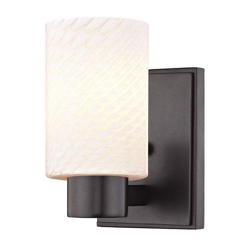 White Art Glass Sconce Bronze