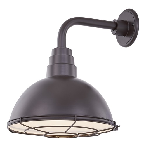 Bronze Gooseneck Barn Light with 12-Inch Caged Dome Shade