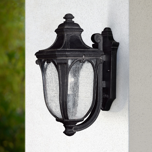 Seeded Glass Outdoor Wall Light Black by Hinkley Lighting