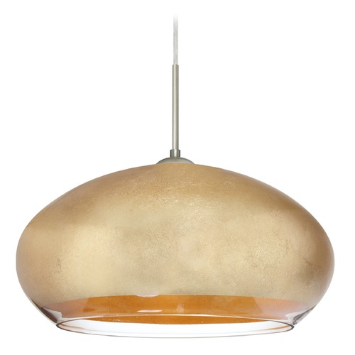 Besa Lighting Besa Lighting Brio Satin Nickel Pendant Light with Oblong Shade 1JT-4345GF-SN