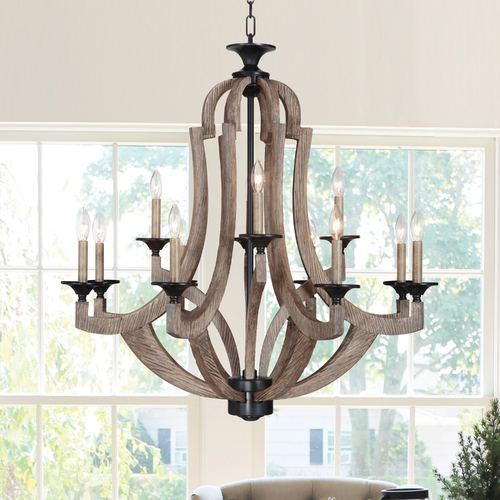 Winton 36-Inch Chandelier in Weathered Pine by Craftmade Lighting