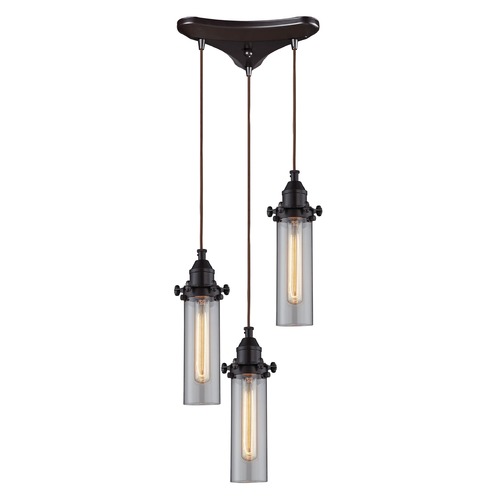 Elk Lighting Elk Lighting Fulton Oil Rubbed Bronze Multi-Light Pendant with Cylindrical Shade 66326/3