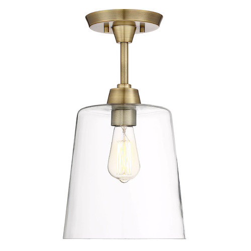 10-Inch Wide Semi-Flush Mount in Natural Brass by Meridian