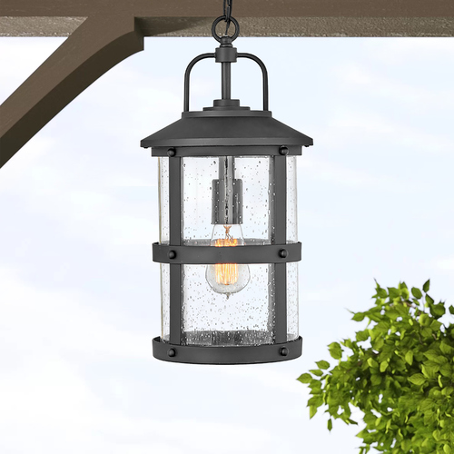 Lakehouse 17.75-Inch 12V Outdoor Hanging Lantern in Black by Hinkley Lighting