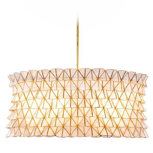 Kalco Lighting Flair Oxidized Gold Leaf Pendant Light with Drum Shade