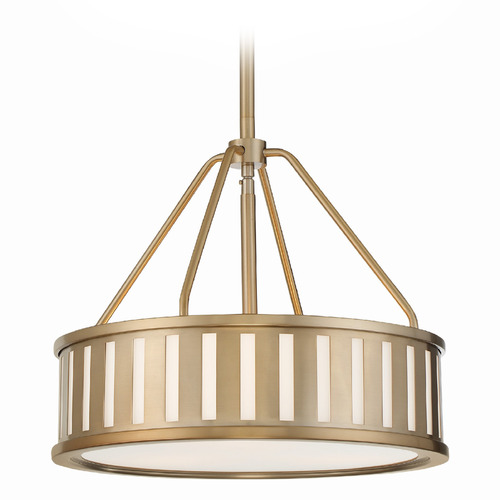 Crystorama Lighting Crystorama Lighting Kendal Vibrant Gold Pendant Light with Drum Shade KEN-8303-VG