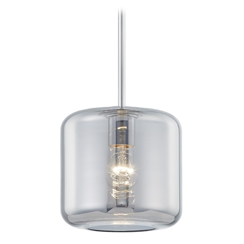 Design Classics Lighting Fest Chrome Mini-Pendant Light with Medium Transparent Smoke Drum Glass 531-26 GL1070-SMK