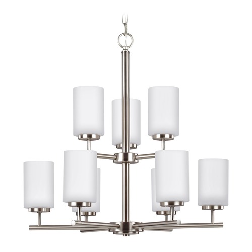 Generation Lighting Oslo Modern 9-Light Brushed Nickel Chandelier by Generation Lighting 31162-962