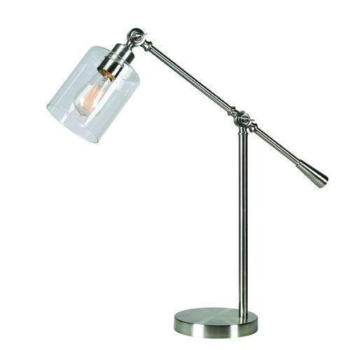 Kenroy Home Lighting Thornton Brushed Steel Swing Arm Lamp by Kenroy Home 32974BS