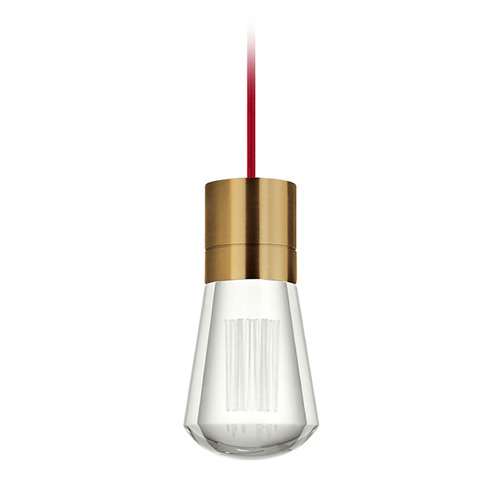 Visual Comfort Modern Collection Alva 3000K LED Pendant in Natural Brass & Red by Visual Comfort Modern 700TDALVPMCRR-LED930