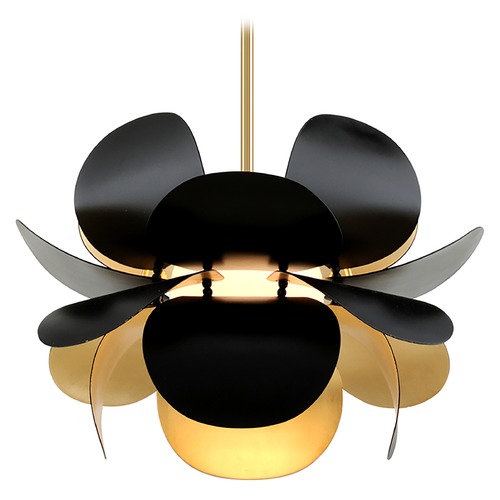 Ginger Black & Gold Leaf Pendant by Corbett Lighting