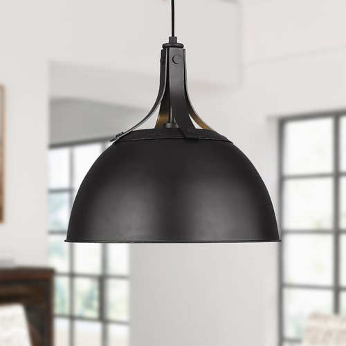 Visual Comfort Studio Collection Thomas O'Brien Logan 15.88-Inch Aged Iron Pendant by Visual Comfort Studio TP1061AI