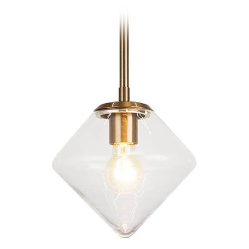 Matteo Lighting Novo Aged Gold Brass Mini-Pendant Light with Oblong Shade