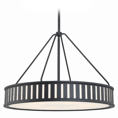 Crystorama Lighting Kendal Black Forged Pendant Light with Drum Shade