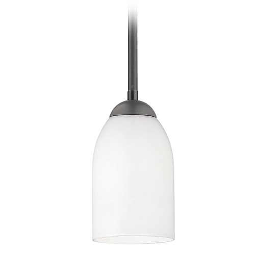 Black Mini-Pendant Light with Satin White Glass