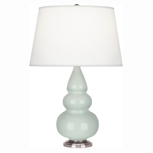 Robert Abbey Lighting Small Triple Gourd Celadon / Antique Silver Table Lamp with Empire Shade