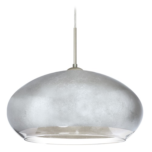 Besa Lighting Besa Lighting Brio Satin Nickel Pendant Light with Oblong Shade 1JT-4345SF-SN