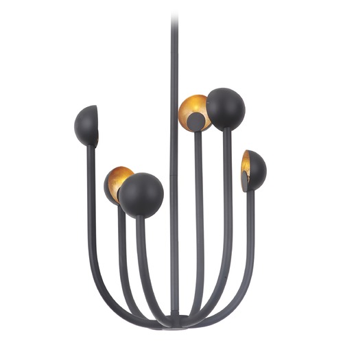 Foundry 17-Inch Chandelier in Matte Black & Gold Leaf by Craftmade Lighting