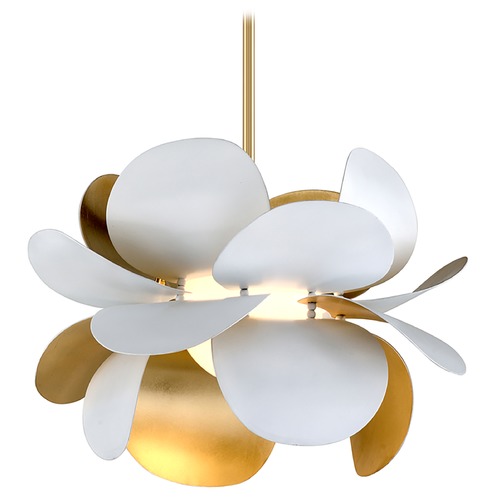 Corbett Lighting Ginger White & Gold Leaf Pendant by Corbett Lighting 314-41