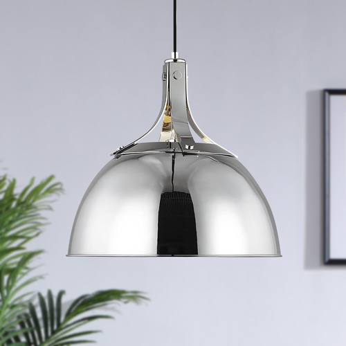Thomas OBrien Logan 15.88-Inch Polished Nickel Pendant by Visual Comfort Studio