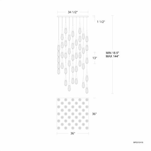 Schonbek Beyond Hibiscus Aged Brass LED Multi-Light Pendant with Teardrop Shade