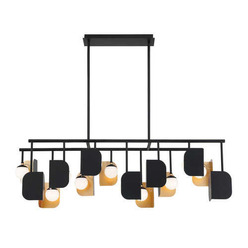 Cornice 60-Inch LED Linear Chandelier in Black & Gold by Eurofase