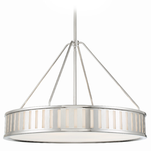 Crystorama Lighting Kendal Polished Nickel Pendant Light with Drum Shade