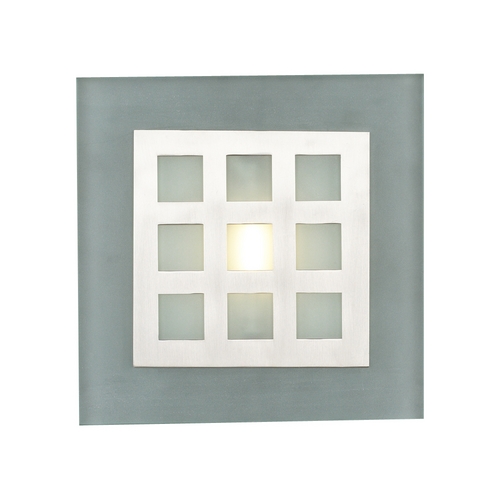 PLC Lighting Modern Sconce Wall Light with White Glass in Satin Nickel Finish 2316 SN