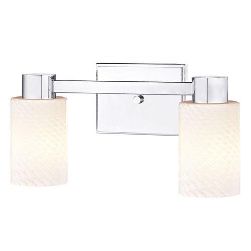 Design Classics Lighting 2-Light White Art Glass Vanity Light Chrome 2102-26 GL1020C