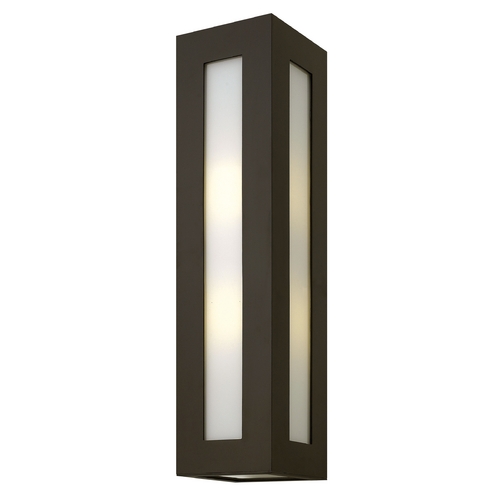 Modern Outdoor Wall Light with White Glass in Bronze by Hinkley Lighting