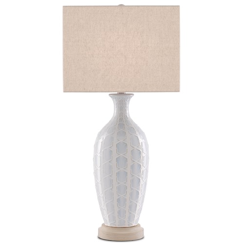 Currey and Company Lighting Currey and Company Saraband Sky Blue / Cream Table Lamp with Square Shade 6000-0517