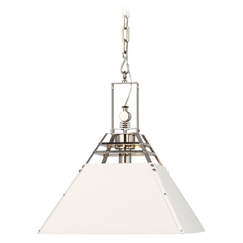 Visual Comfort Signature Collection Suzanne Kasler Pierre Pendant in Polished Nickel by Visual Comfort Signature SK5561PNWHT