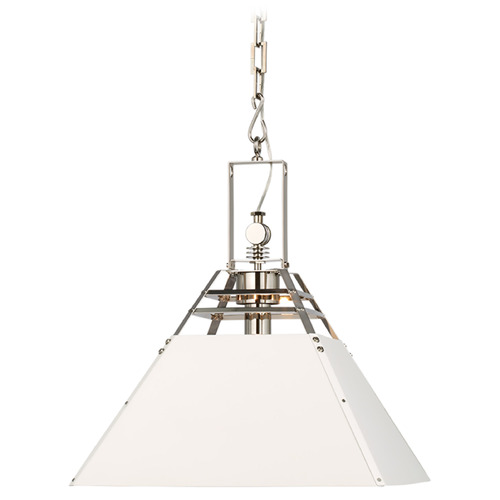 Visual Comfort Signature Collection Suzanne Kasler Pierre Pendant in Polished Nickel by Visual Comfort Signature SK5561PNWHT