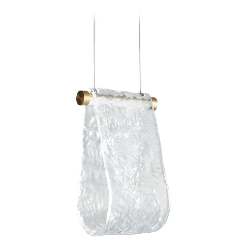 Oxygen Veer Aged Brass LED Pendant Light with Abstract Shade