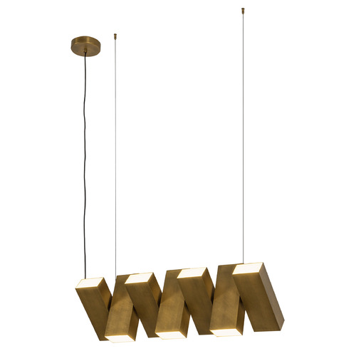 Kuzco Lighting Domino Vintage Brass LED Island Light with Rectangle Shade